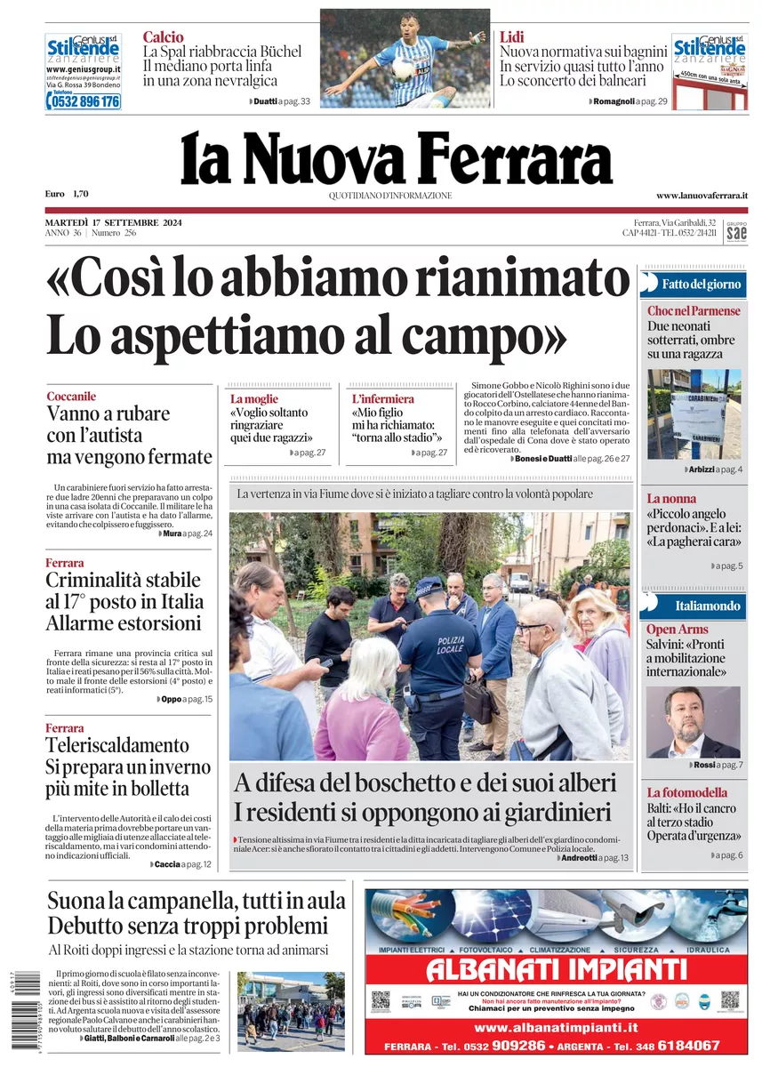 Prima-pagina-nuova ferrara-oggi-edizione-del-2024-09-17